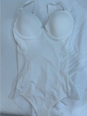 White Shaping Bodysuit with Built-In Cups